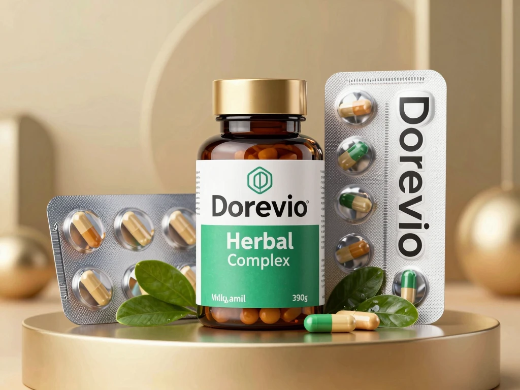 Dorevio herbal complex bottle and packaging